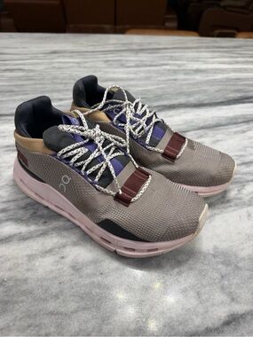 On Cloudnova Zinc Lily Women's Low Top Mesh Sneakers Gray Purple women’s 7.5